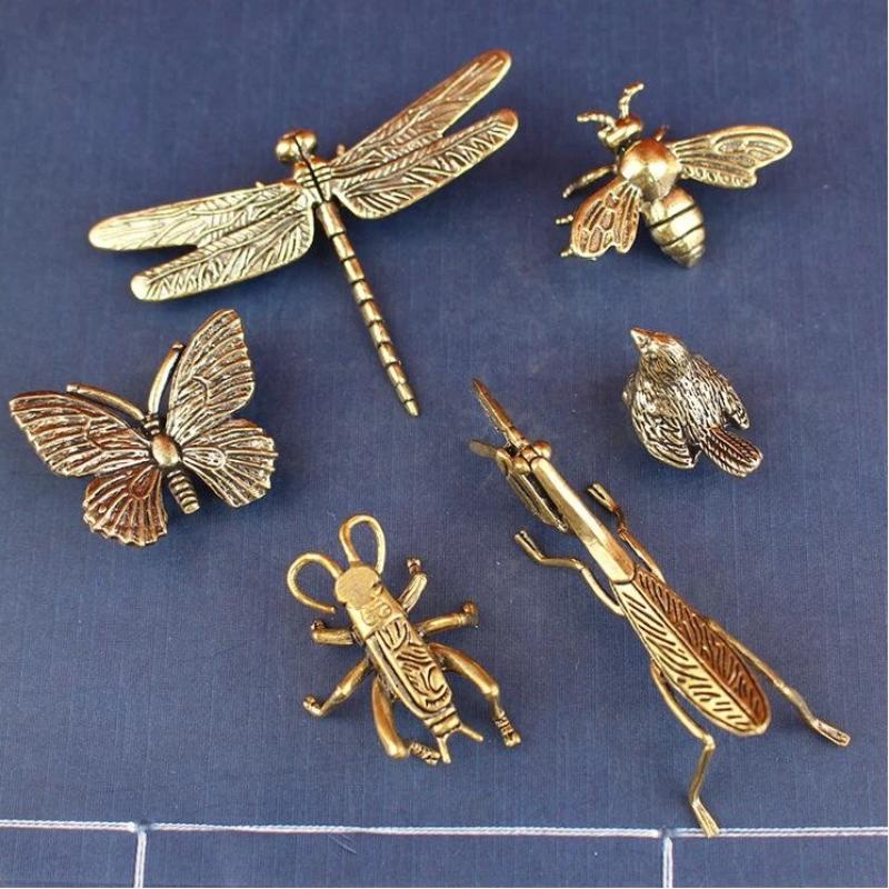 Vintage Fairy Figurines Collectible - Brass Mini Insect Figurines Vintage Antique