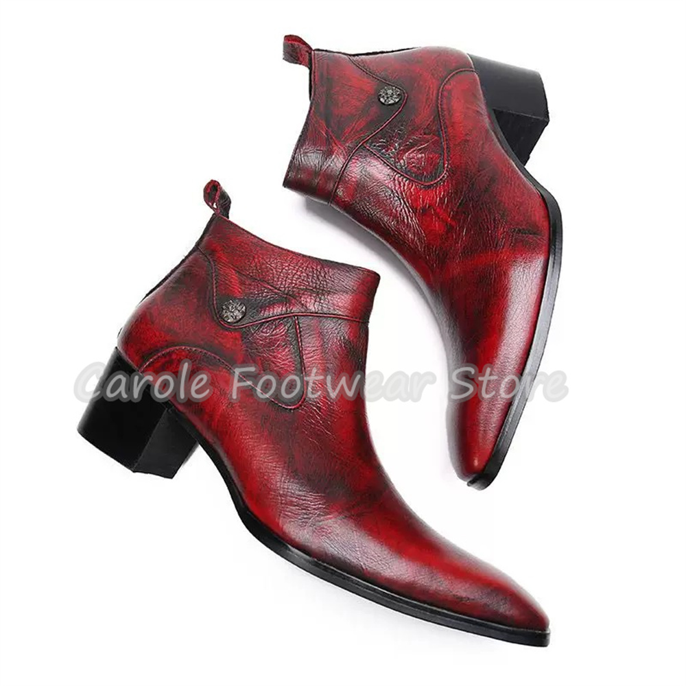 Vintage Zipper - Vintage Square Toe Genuine Leather Ankle