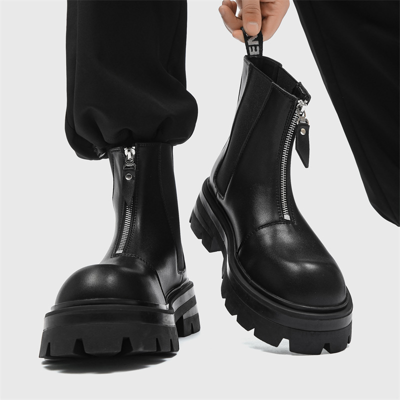 Men Boots Chelsea Pu Leather Z - Vintage Zipper review and price