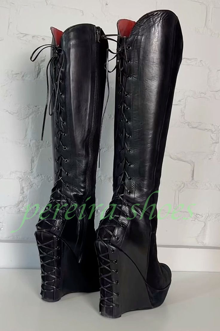 Lady Black Platform Wedges Hee - Vintage Zipper review and price