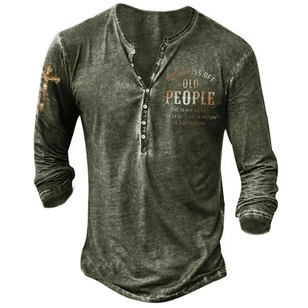 Vintage Men's T Shirt Long Sle - Vintage Collectible Buttons review and price