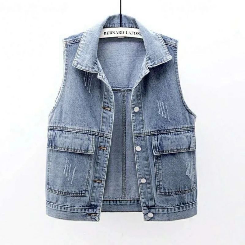 Denim Frayed Vintage Sleeveles - Vintage Collectible Buttons review and price