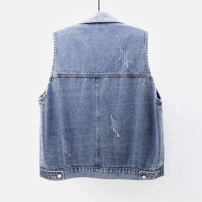 Denim Frayed Vintage Sleeveles - Vintage Collectible Buttons review and price