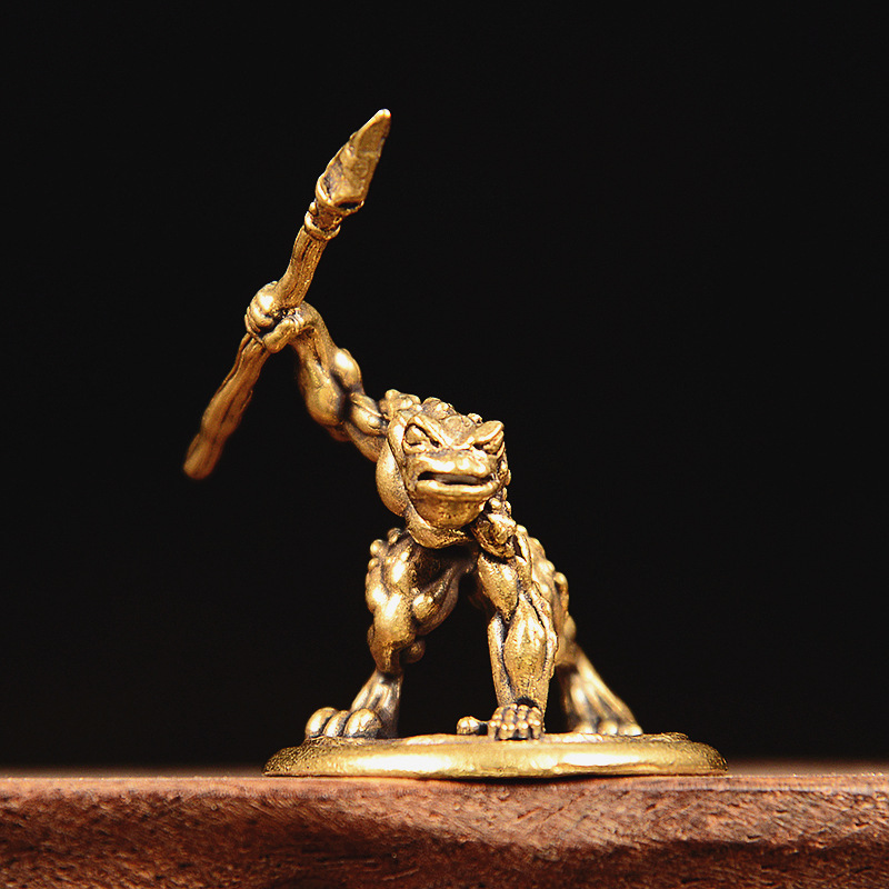 Vintage Brass Frog Warrior Fig - Vintage Collectible Furniture review and price